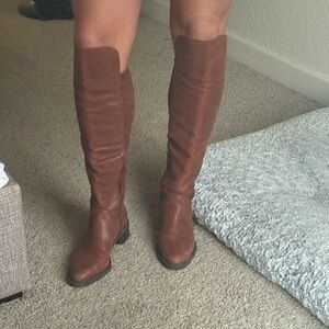 Women's Tall Brown Leather Riding Boots